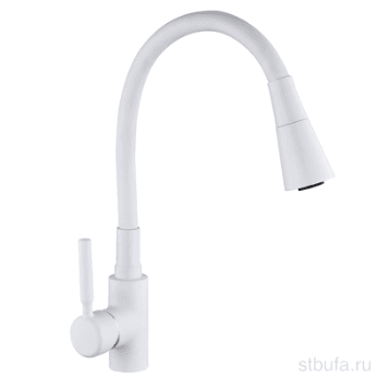 Смеситель для кухни СоюзКран, гибкий излив, керам. картридж 35мм, белый, цинк, SK01-F132(шт)