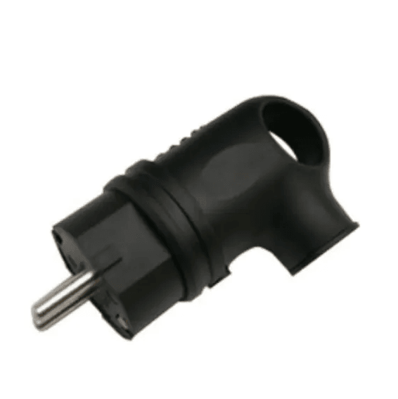 Вилка каучук "IN HOME" угловая с/з 16А черная (шт)