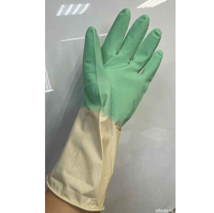 Перчатки латексные хозяйственные мятно-белые раз. М Libry
