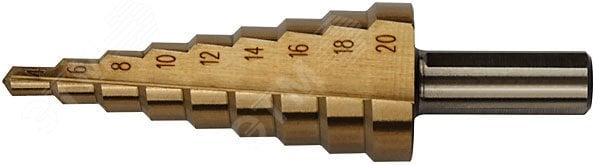 Сверло ступенчатое НSS по металлу, спиральный профиль, 9 ступеней  4-20мм (шт)