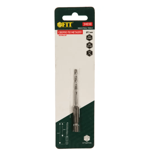 Сверло по металлу 4,0 мм х 75 мм HSS полированное FIT IT 34040