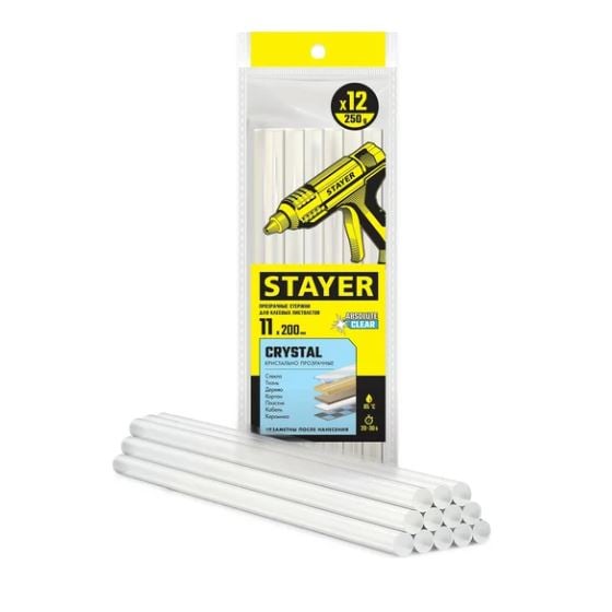 Стержни для термоклеящего пистолета прозрачные клеевые 11х200 мм STAYER Crystal 0682-12 (шт)