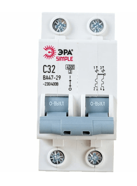 Авт.выкл. ЭРА SIMPLE 2-Р ,16А, ВА47-29 С,4,5кА/12 (шт)