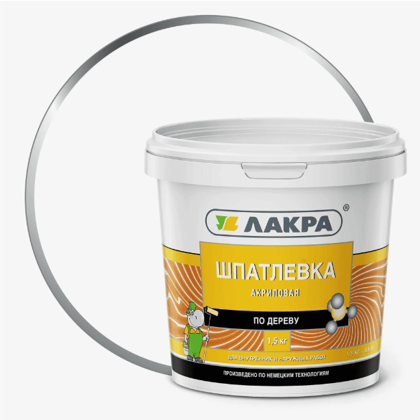 ЛАКРА шпаклевка по дереву Белый 1,5 кг./6