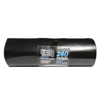 РМ2410S Пакеты для мусора ПВД пласт 240л черные 10 шт SIMPLE CLEANIIG