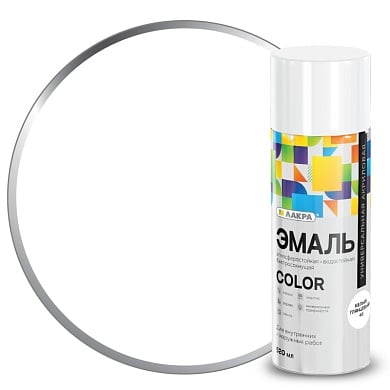 ЛАКРА  аэрозольная эмаль Color универсальная 1007  белый матовая 520 мл/12