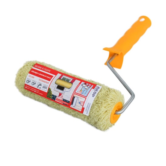 Валик "Экспер" желтый ворс, для фасадных  раб 240 х 40 х 6 мм, в/в  18 мм,  полиакрил, Акор (22)