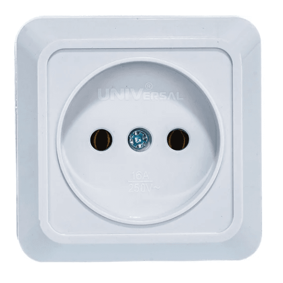 Розетка Universal Олимп 1м б/з, 16А, ОУ, Белый (шт)