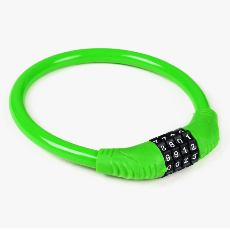 Замок велосипедный тросовый R-LOCK 02 кодовый 4 разряда 40см зеленый (шт)