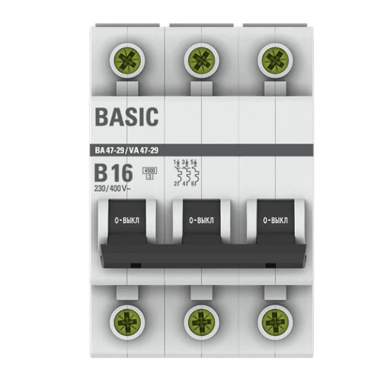 Авт.выкл. BASIC 3-Р ,16А, ВА47-29 С,4,5кА/4 EKF (шт)