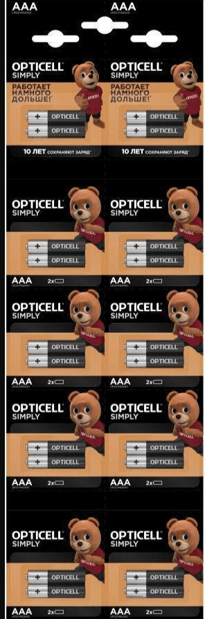Батарейка OPTICELL LR03 BL-20 Отрывной 2*10/240 (2-шт)