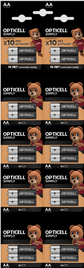 Батарейка OPTICELL LR06 BL-20 Отрывной 2*10/200 (2-шт)