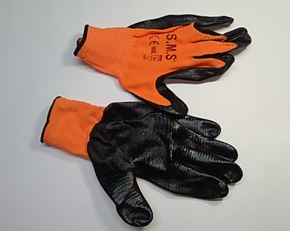 Перчатки с нитриловым покрытием,черно-оранжевые ExProfil