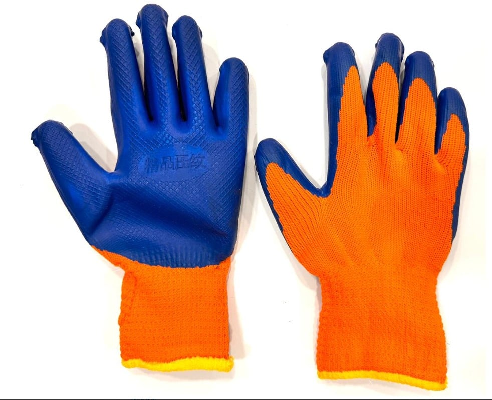 Перчатки вспенен. сине-оранж рифленые с резин. покрыт.