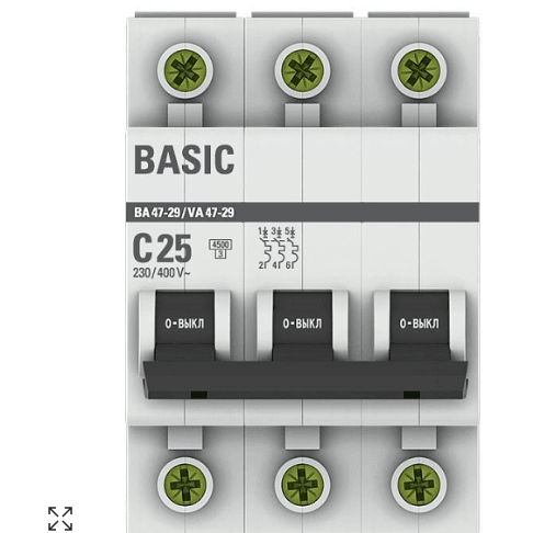 Авт.выкл. BASIC 3-Р ,25А, ВА47-29 С,4,5кА/4 EKF (шт)