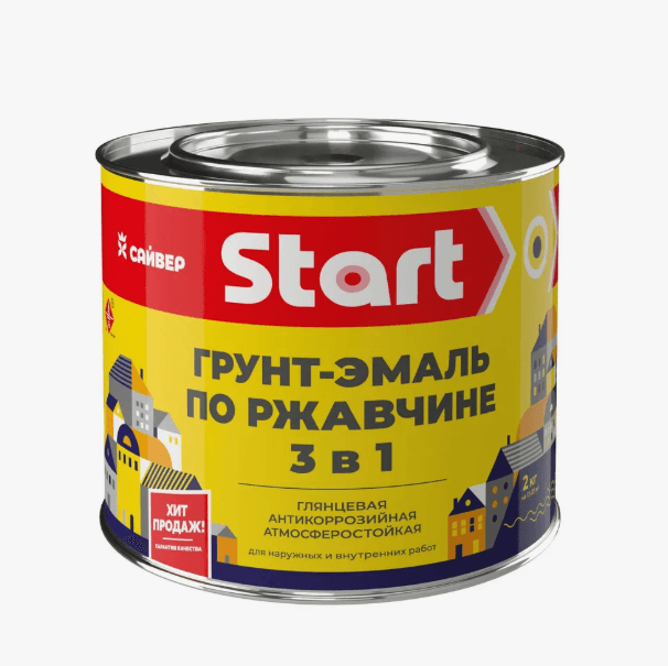 СТАРТ Грунт-эмаль по ржавчине 3 в 1 серая 5 кг./3