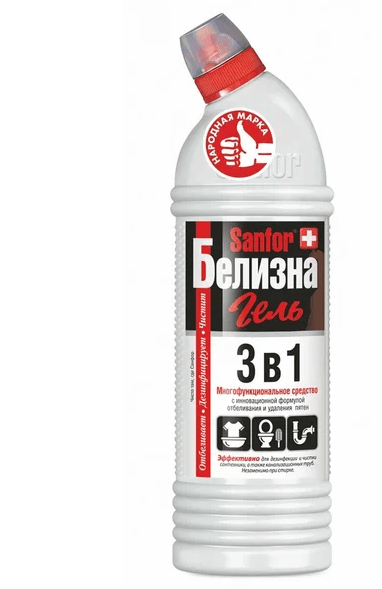 Ср чист для сант Санфор Белизна 700 мл гель 3в1 с хлором комплесного действия(шт)