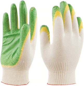 (АРТ-02)Перчатки х/б 13 кл. с двойным латекс. покр. красный, зелены (шт)