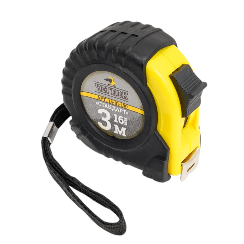 Рулетка, обрезиненный корпус, ABS пласт., серия "Стандарт",  3м х 16мм, Чеглок (шт)