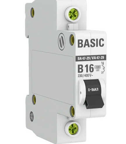 Автоматический выключатель 1Р 16А (С) 4,5 кА ВА 47-29 EKF BASIC (шт)