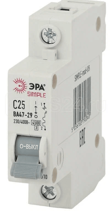 Авт.выкл. ЭРА SIMPLE 1-Р ,25А, ВА47-29 С,4,5кА/12 (шт)