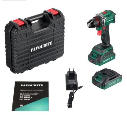 Дрель-шуруповёрт акк. Li-ion, 21В, бесщёточн. 2Акб 2Ач+ЗУ DC NB21 FAVOURITE/121150221