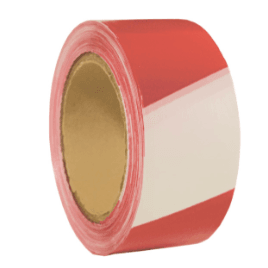 Лента сигнальная оградительная, красно-белая, 75ммх150м, 35мкм, (шт.)