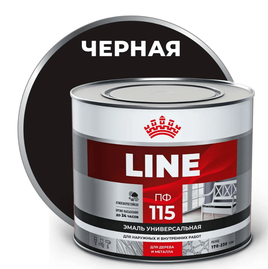 T-line эмаль ПФ-115 черная 1,8 кг./6