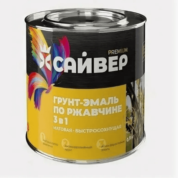 Сайвер Грунт-эмаль по ржавчине 3 в 1 желтая 1,8 кг./6