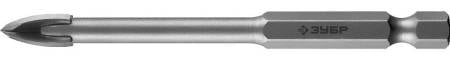 Зубр Сверло по стеклу и кафелю  8 мм,4х кромка, НЕХ 1/4,