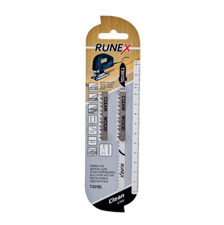 Пилка для лобзика, T301DL 132х107 мм, h=6-85 мм., чистый распил, 2 шт. Runex 555116-2 (уп)