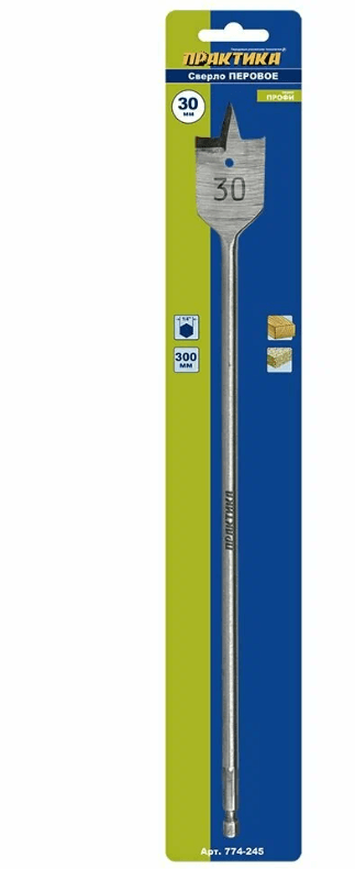Сверло перовое по дереву 30 х300 мм ПРАКТИКА
