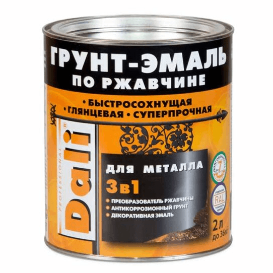 Dali Грунт-эмаль по ржавчине молотковая Коричневый 2 л/3 (шт)