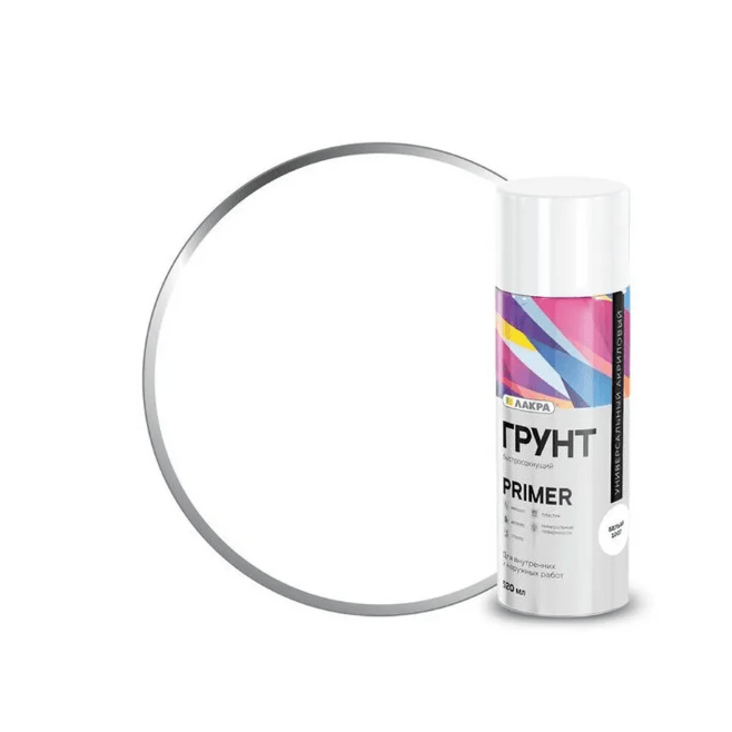ЛАКРА грунт аэрозольный Primer универсальный 1007Г белый 520 мл/12 (шт)