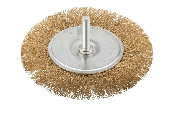 Корщетка дисковая прямая, со шпилькой, стал. латунирован., волнистая проволока 75 мм(шт)