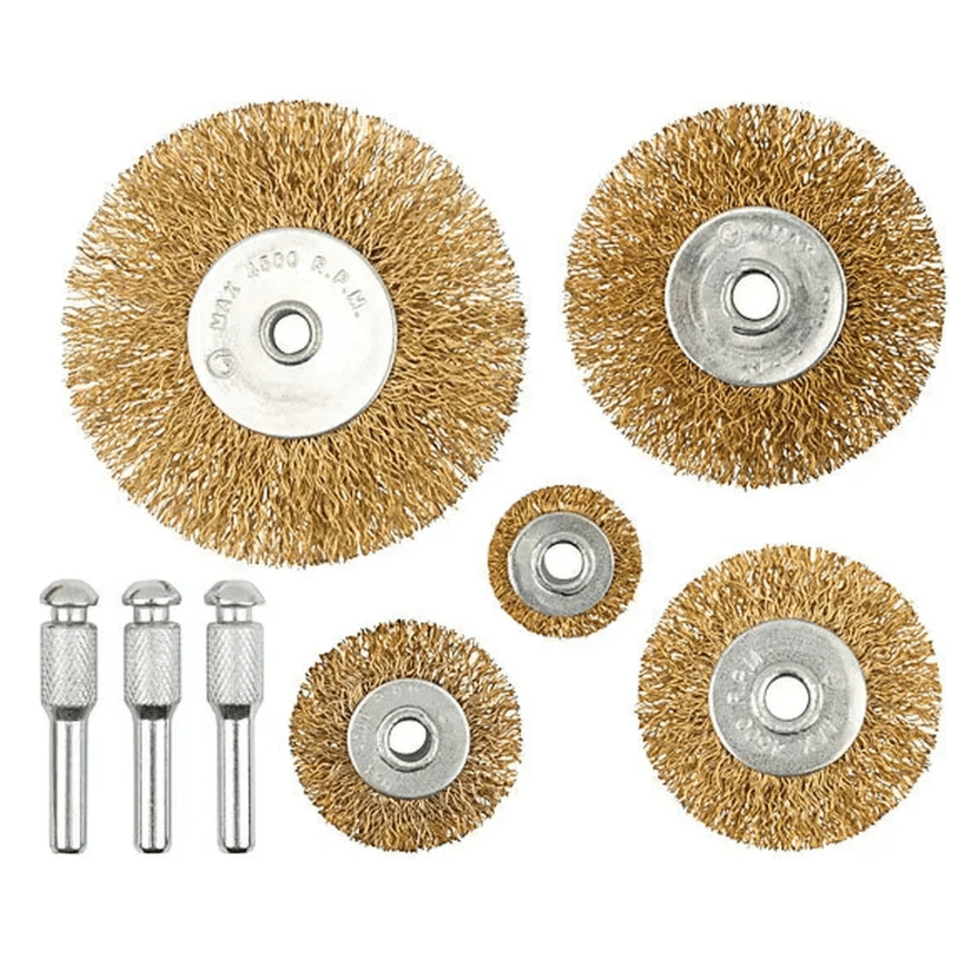 Корщетка со штифтом, набор 5 шт(колеса25/38/50/63/75мм)  (шт)