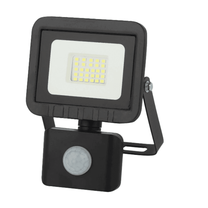 Прожектор ЭРА Светодиод.20В черный с датчиком IP65. 6500K