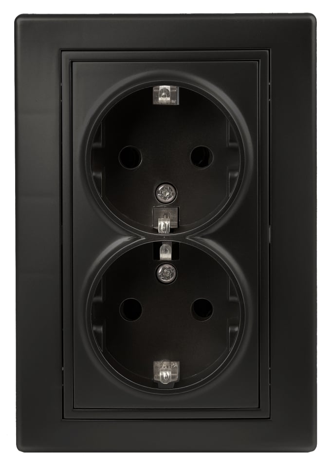 Розетка INTRO PLANO 2м с/з, 16А,IP20  СУ, АНТРАЦИТ (шт)