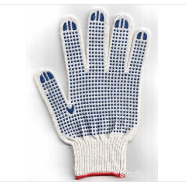 (АРТ-34)Перчатки 6 нит. 10 класс с ПВХ (точка) белая