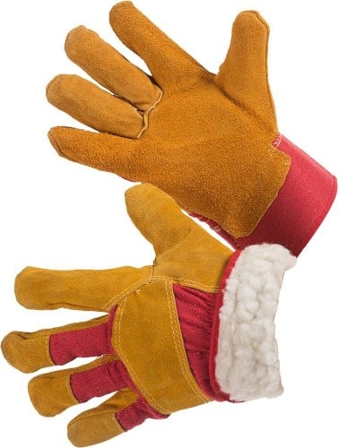 (АРТ-03)Перчатки спилковые комбинированные  утепл.(жел/сер/зел)(шт)