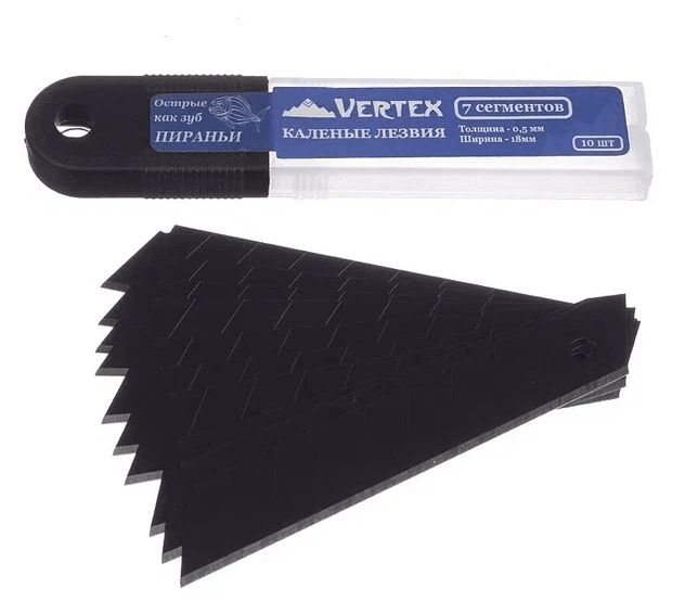 Vertex лезвия запас.для ножа 25 мм,каленые 5 шт,(уп)