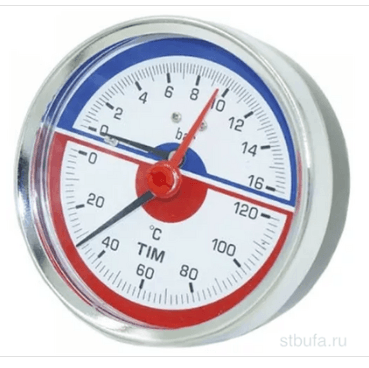 Термо-манометр аксиального подключения 1/2" - 16 барTIM