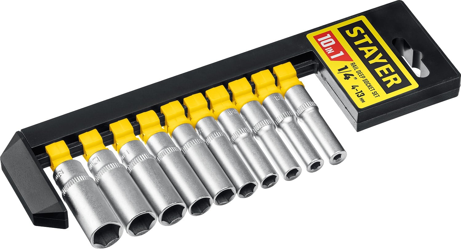 Набор торцовых головок STAYER RSS 10SD, 10 предм., (1/4″),  (27759-H10)