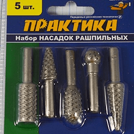 Набор рашпильных насадок стальн.по мет. 5шт (уп.)