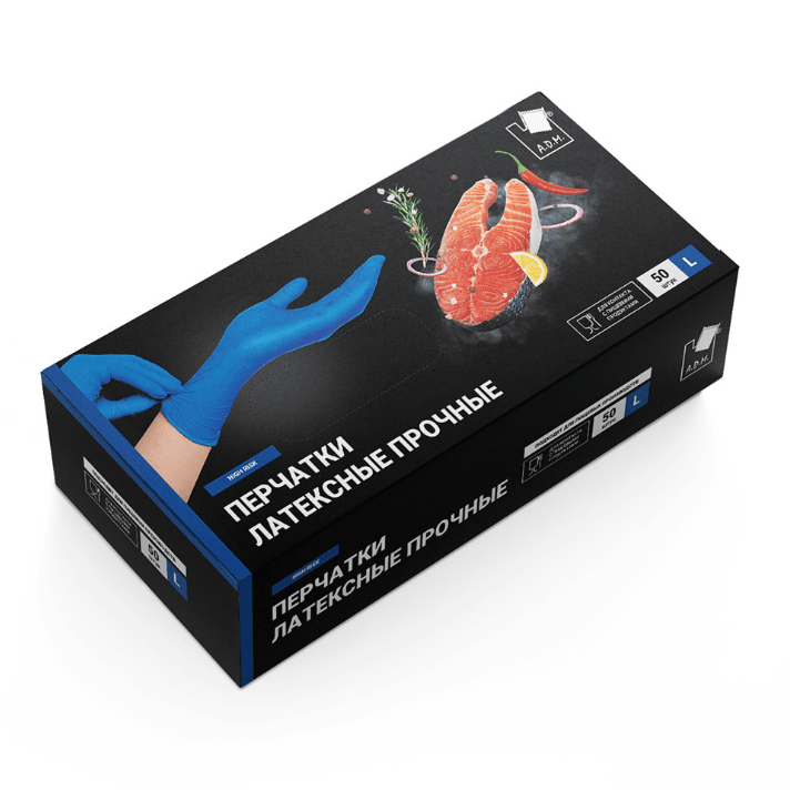 Перчатки латексные прочные L, A.D.M