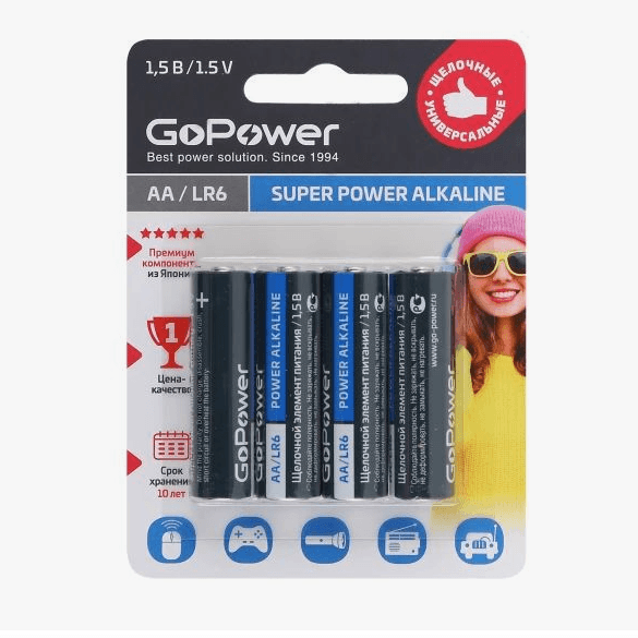 Батарейка GoPower LR06 BL-4 (4 шт в уп)
