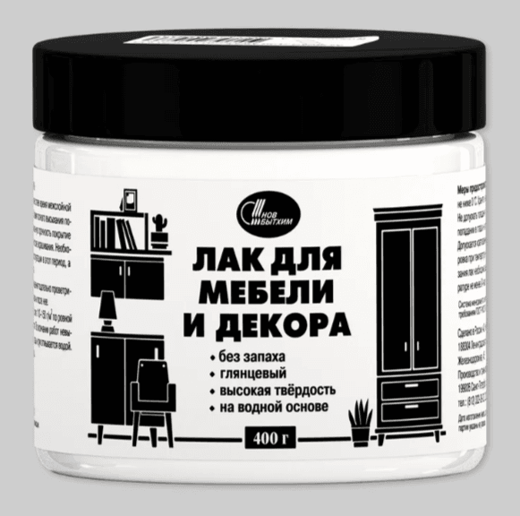 Лак для мебели и декора, глянцевый, банка 0,4 кг/6
