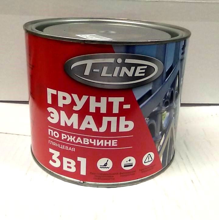 T-line Грунт-эмаль по ржавчине  3 в 1 белая 5 кг./3
