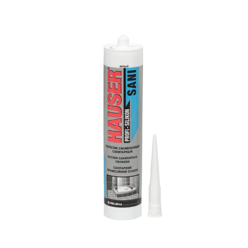 Герметик силиконовый санитарный Hauser Sani, белый 260 мл 48728