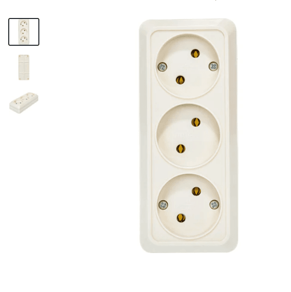 Розетка Universal Олимп 3м с/з, 16А, ОУ, Слон.кость (шт)